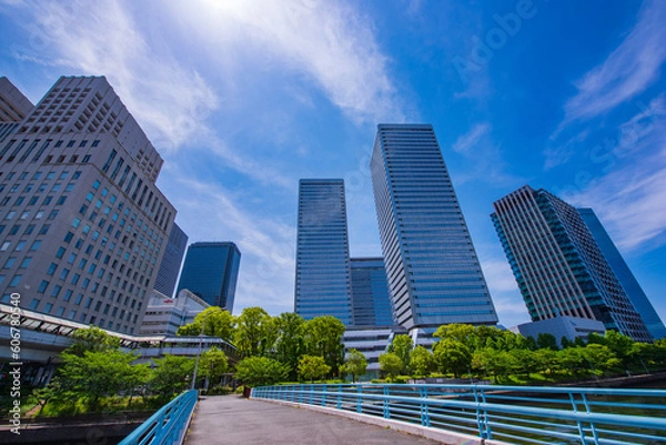 Fototapeta 休日の大阪ビジネスパーク　高層ビル群