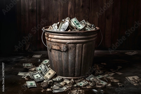 Obraz dollar in the trash. ai