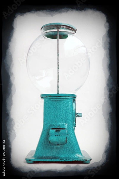 Obraz Old chewing gum vending machine on grunge background