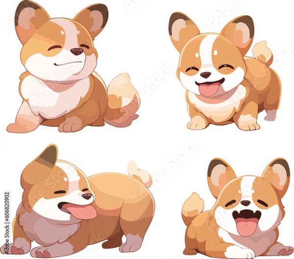 Obraz Vector cute corgi puppy cartoon different poses