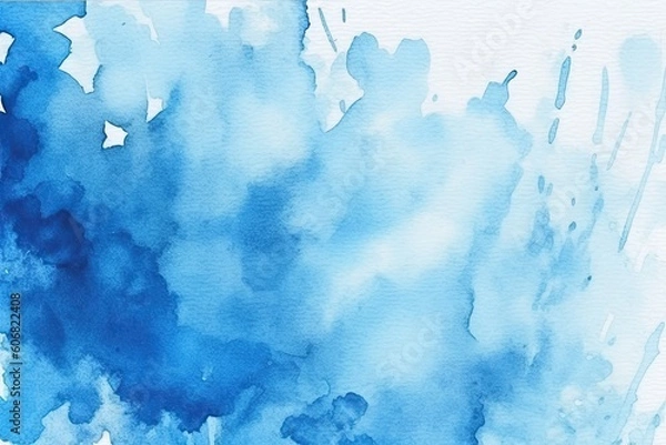 Obraz Blue abstract watercolour background. Wave pattern. Generative AI illustration