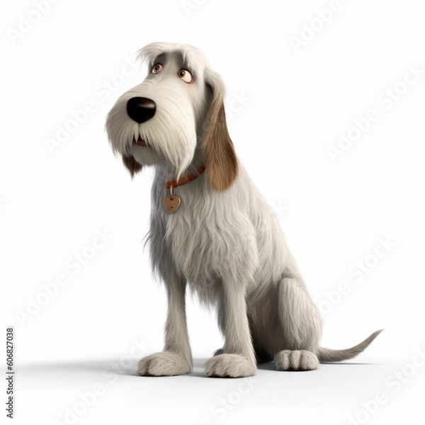 Obraz Spinone Italiano dog illustration cartoon 3d isolated on white. Generative AI