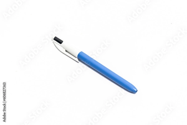 Fototapeta Ballpoint pen with a clicker for office or school isolated on white background