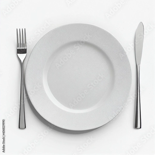 Fototapeta Plates set with plates, fork and knife ai generated ia generative 
