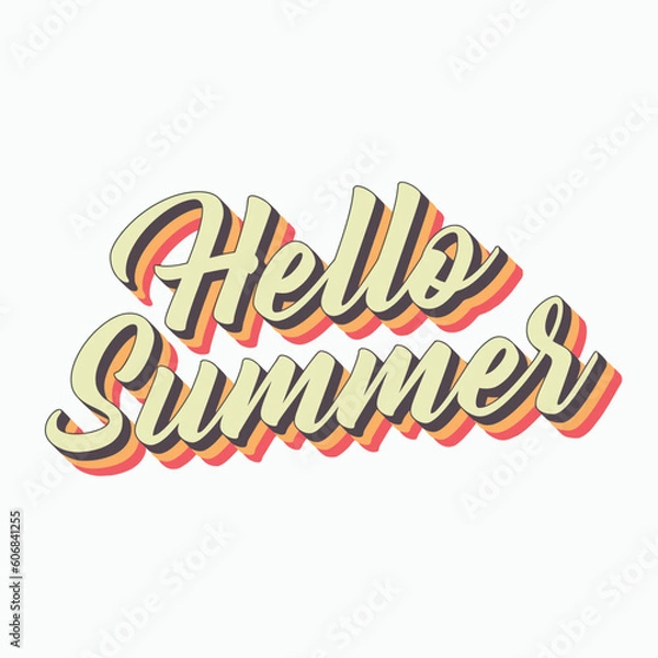 Fototapeta Hello Summer retro lettering vector stock illustration