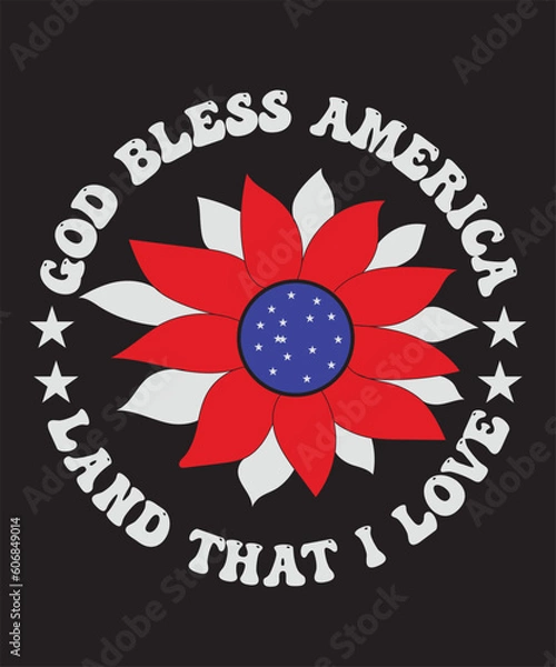 Obraz God bless America 4th of July round sunflower vector t-shirt design