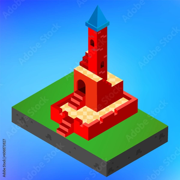 Obraz Lock. Castle in isometric style. Vector illustration