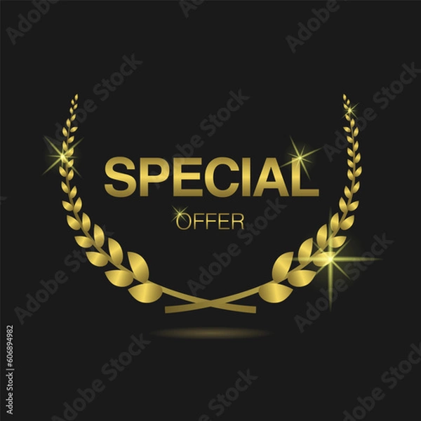 Fototapeta Special offer golden laurel wreath vector label