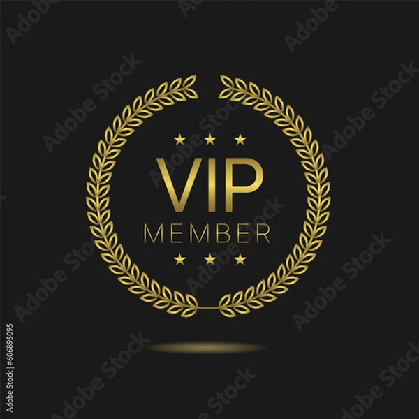 Obraz Vip member golden laurel wreath vector label