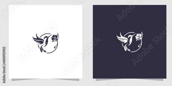 Obraz bird with flower logo design