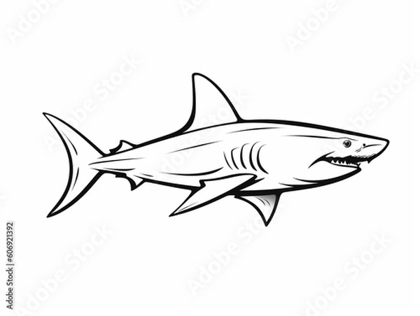 Fototapeta A Simple Line Drawing of a Shark | Generative AI
