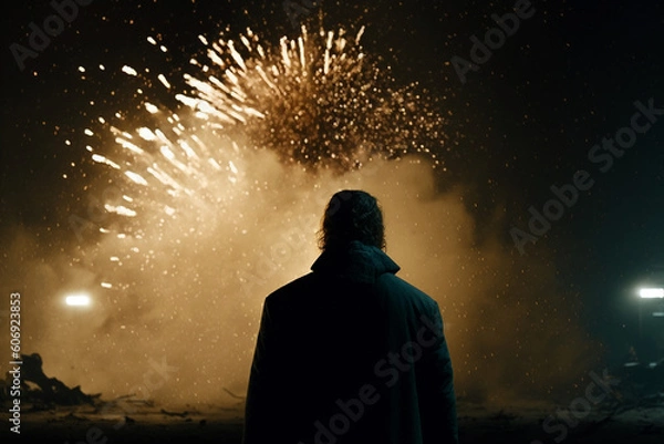 Fototapeta Person walking to mystical magical adventure Generative AI