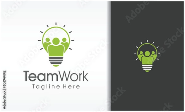 Obraz teamwork creative idea logo with bulb icon symbol