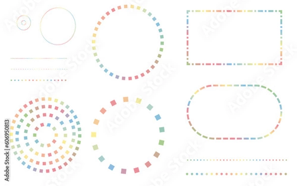 Fototapeta Rainbow gradient geometrical pattern and frame design set. Editable. Illustrations, vectors ,lines
