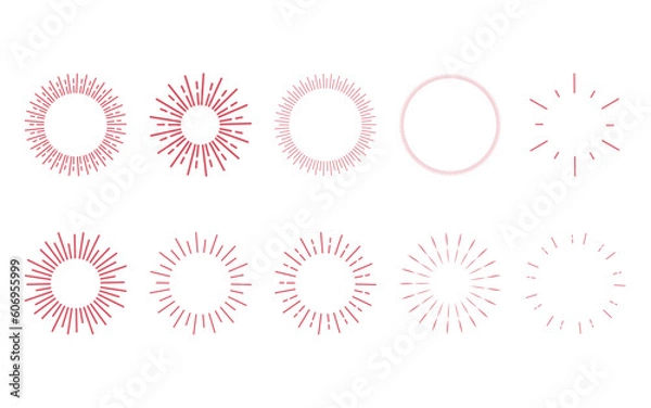 Fototapeta Sunburst  vector set. Star, firework explosion, logo