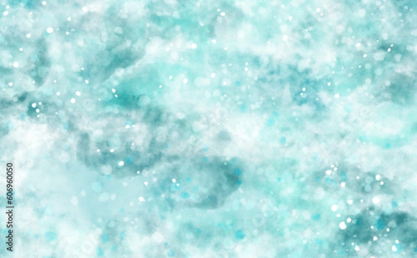 Fototapeta 青い水と気泡の壁紙素材