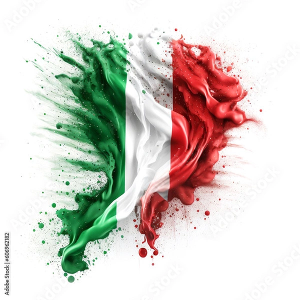 Obraz Italian Wave flag, fine powder exploding on a white background.