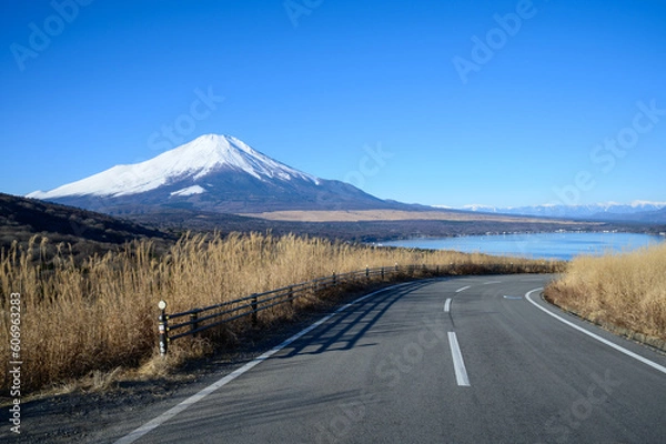 Fototapeta 山中湖パノラマラインと富士山