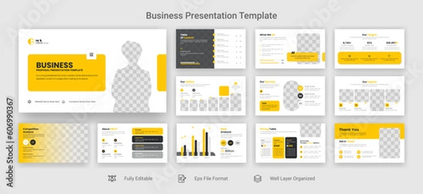 Fototapeta Creative business powerpoint presentation slides template design set