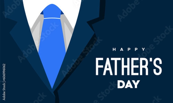 Obraz I love Dad Happy Father's Day Greeting card and background for the best dad, mustache, ever.  Hat, tie fathers Day card for super dad vector design.