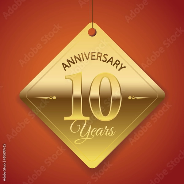 Obraz 10th Anniversary poster / template/ tag design Vector Background