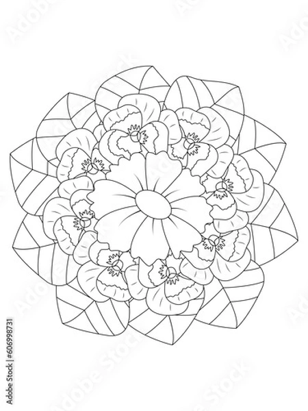 Obraz Vector simple mandala with abstract elements, isolated on white background. Oriental ethnic ornament. Design element.