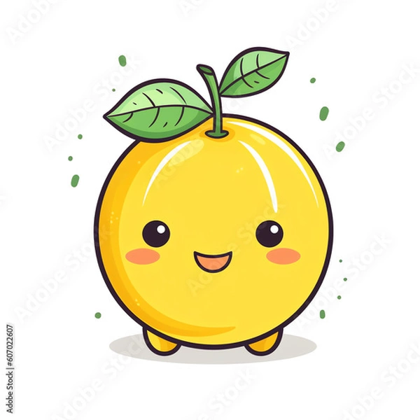 Fototapeta Generative AI Lemon cute character, vector illustration for kids in cartoon style
