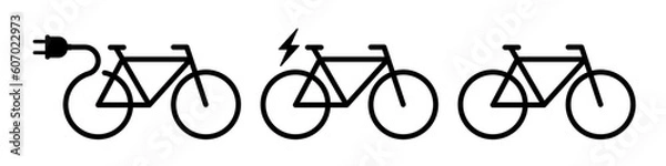 Obraz Electro bicycle icon set line style