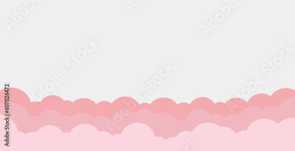 Fototapeta Pink clouds on a white background. Simple clouds banner design. Vector illustration.