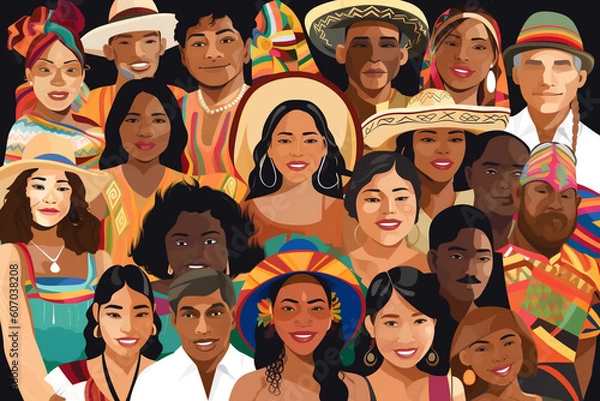 Fototapeta group of mexican people, diversity  Generative AI