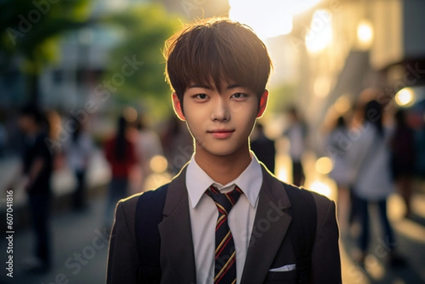 Fototapeta 日本の男子生徒のイメージ：AI生成画像