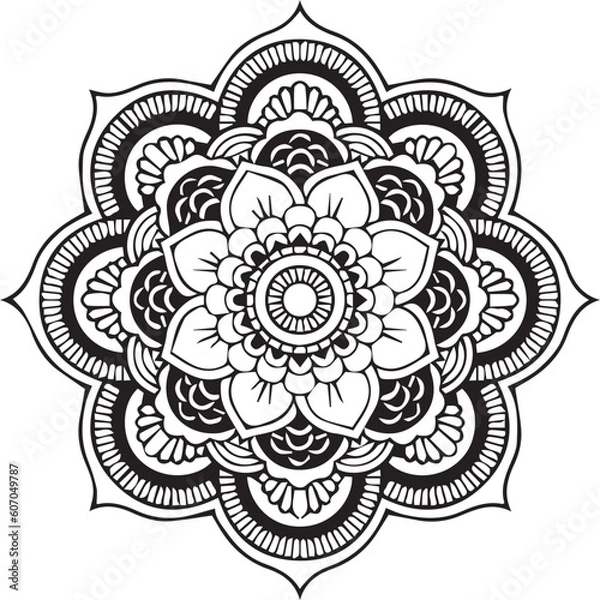 Obraz Hand drawing mandala flower pattern coloring page 