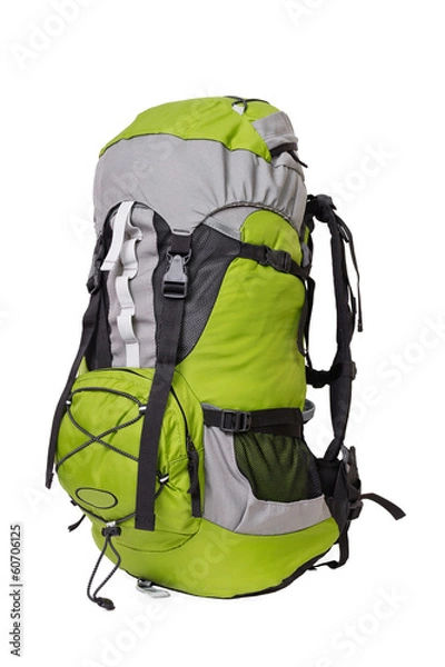 Obraz Side shot of green touristic backpack