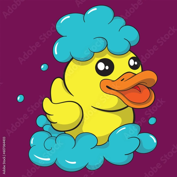 Fototapeta Rubber Duck Cartoon Funny Bath Duck Vector