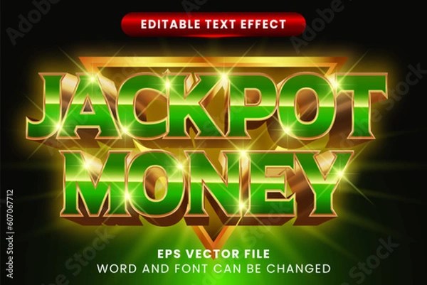 Obraz 3D shiny jackpot money editable vector text effect