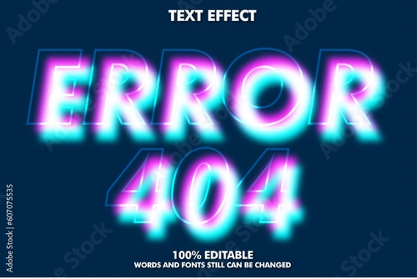 Fototapeta editable glitch tect effect. error blur typography stle