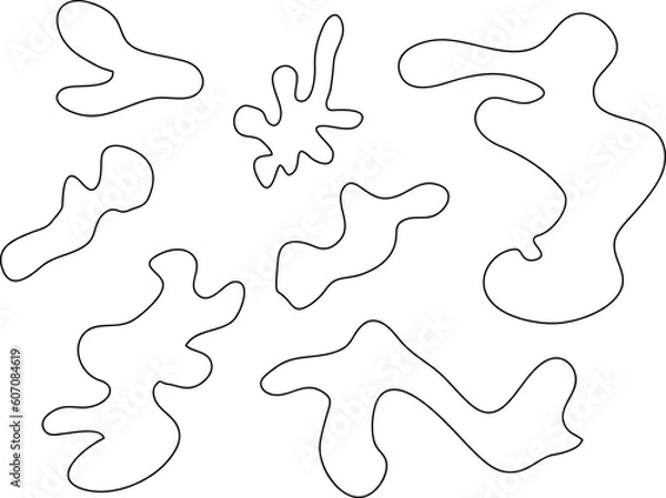 Fototapeta Decorative fluid forms elements design. Modern abstract shapes set. Vector illustration isolated on white background