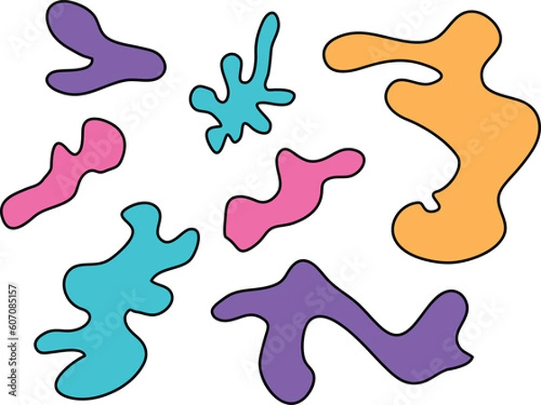 Fototapeta Decorative fluid forms elements design. Modern abstract shapes set. Vector illustration isolated on white background