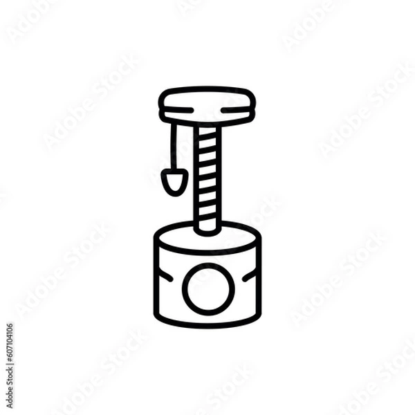 Fototapeta Rope cat scratcher black line icon.