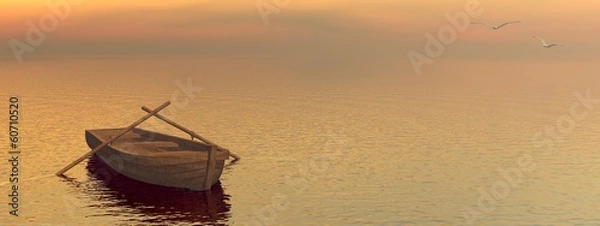 Obraz Łódź drewniana - renderowanie 3D