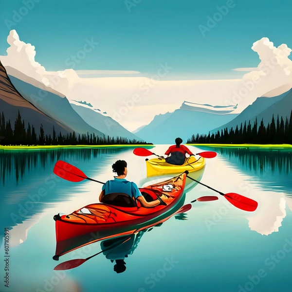 Obraz kayaking on lake