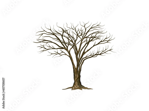 Fototapeta Abstract hand drawing drought tree vector isolated on white
