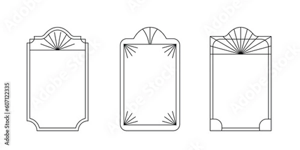 Obraz Vector set of linear minimalistic aesthetic frames and borders with stars. Rectangular, arch modern geometric shapes in art deco style with sparkles for social media, decoration, logo design template