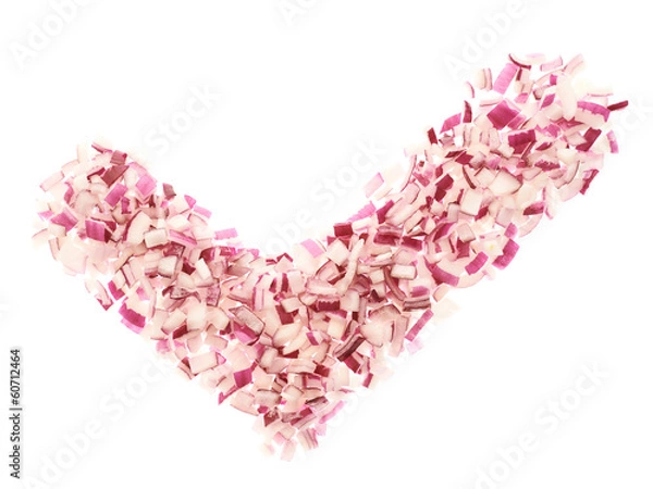 Fototapeta Yes tick shape made of red onion pieces