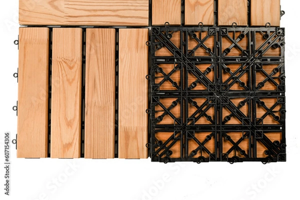 Fototapeta Tiles made of wood. Garden path.