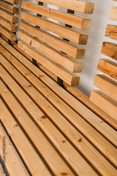 Fototapeta bench wooden for a garden and the street with illumination.