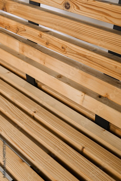 Fototapeta bench wooden for a garden and the street with illumination.