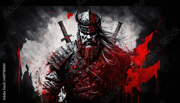 Fototapeta Viking Warrior, Vikings, Generative AI, Illustration	