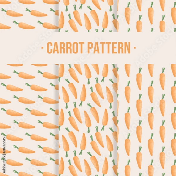 Fototapeta Set of Carrot Seamless Patterns Vector