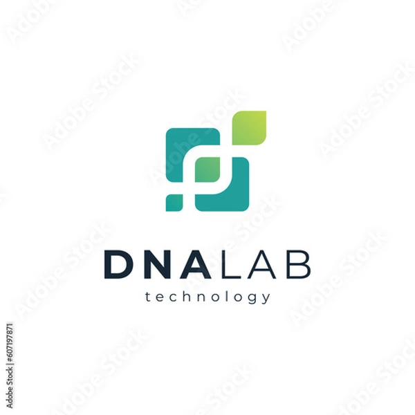 Obraz DNA and leaf for science logo design